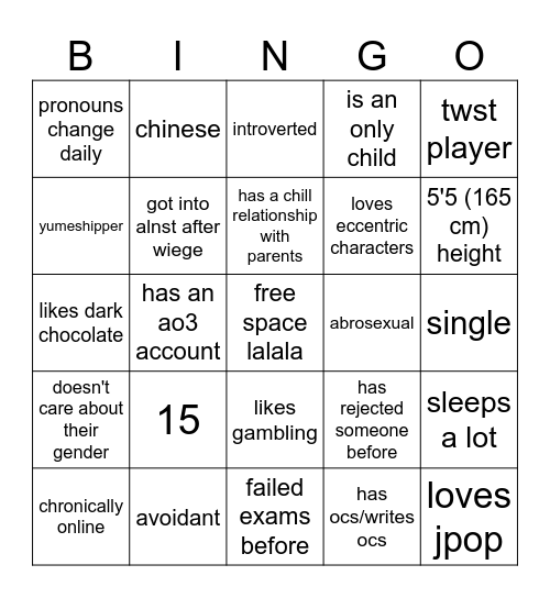VALE BINGO Card