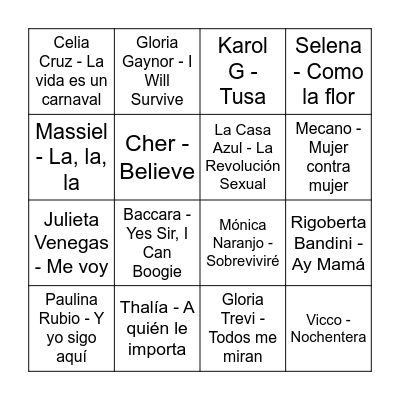 BINGO MUSICAL Bingo Card