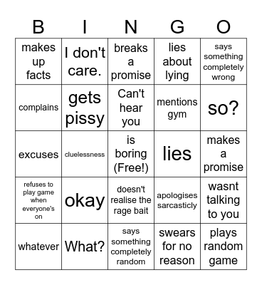 cooper bingo Card