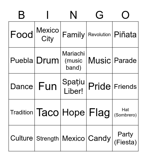 Cinco De Mayo BINGO Card