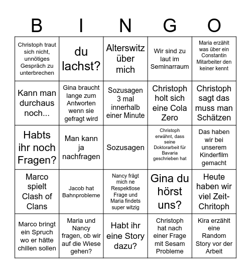 Kostenkalk_Seminar Bingo Card
