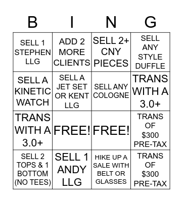 Michael Kors Men's Bingo Card