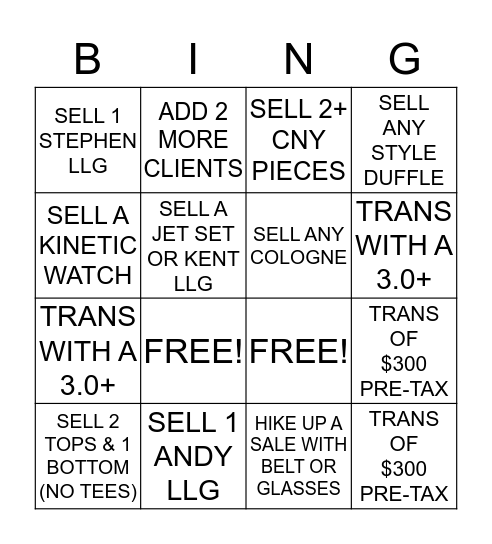 Michael Kors Men's Bingo Card