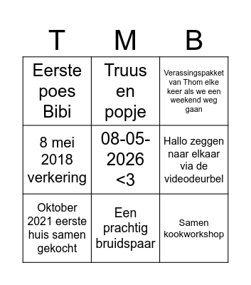 Madelon & Thom Bingo Card