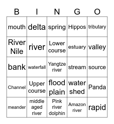 Rivers Bingo Card