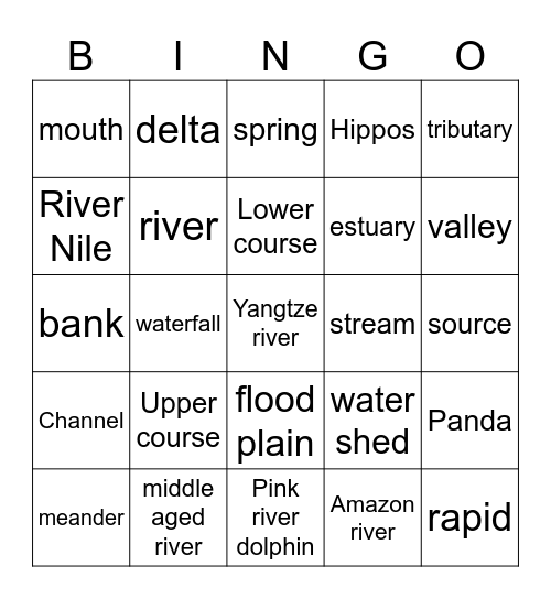 Rivers Bingo Card