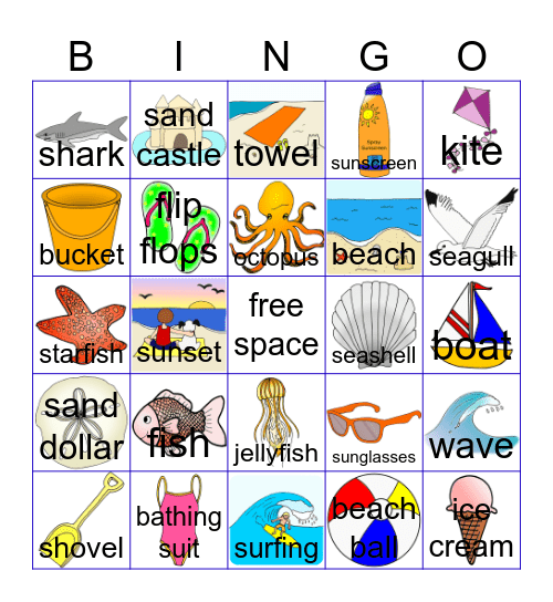 Beach Bingo Card