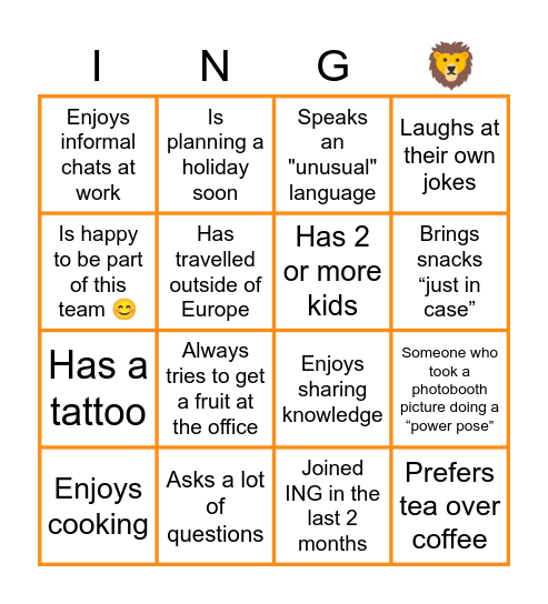 Human B-ING-O Bingo Card