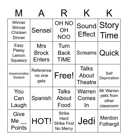Markism Bingo Card