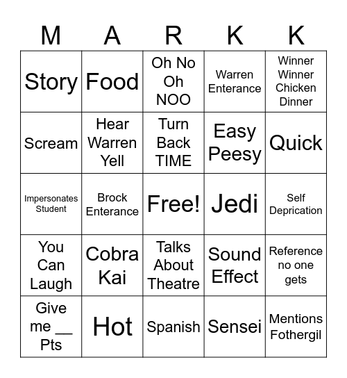 Markism Bingo Card