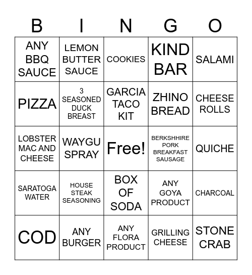 WILD FORK Bingo  NAME: Bingo Card