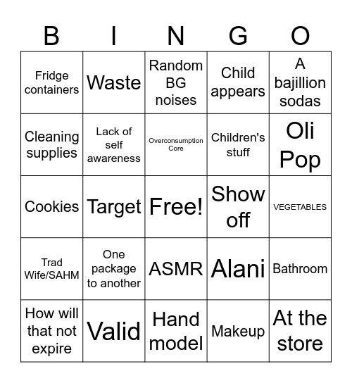 Restock Video Bingo Card