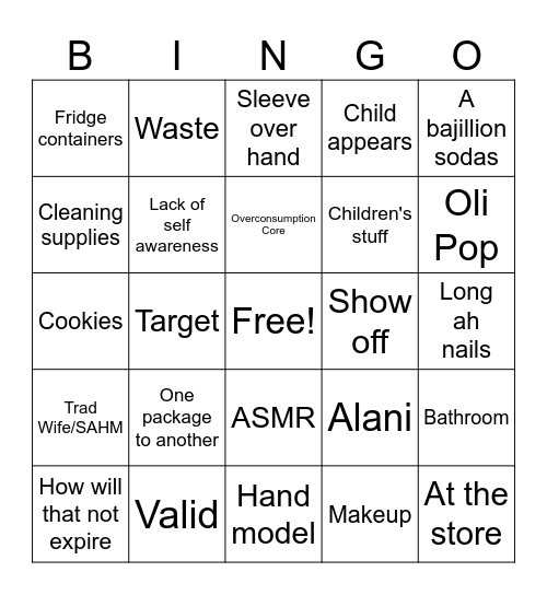 Restock Video Bingo Card
