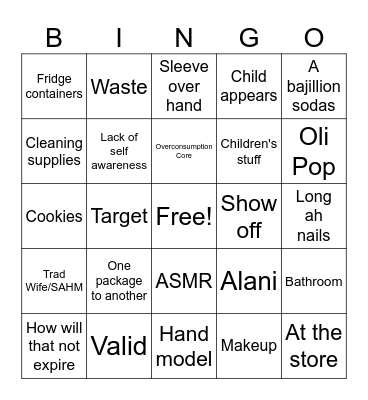 Restock Video Bingo Card