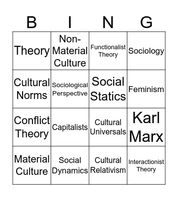 Intro to Sociology Bingo Card