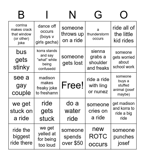 universal bingo Card