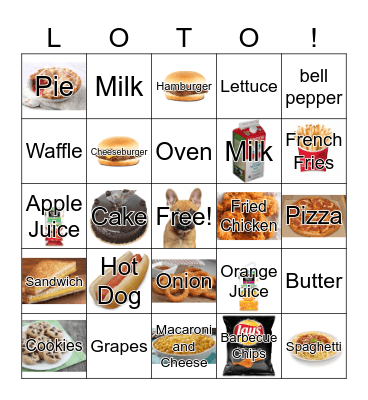 French Foods Bingo Card