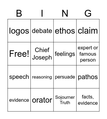 ELD 8 Bingo Card