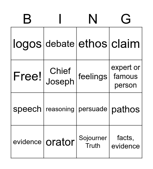 ELD 8 Bingo Card