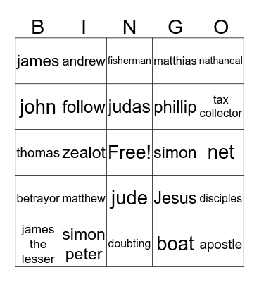 12 Disciples Bingo Card