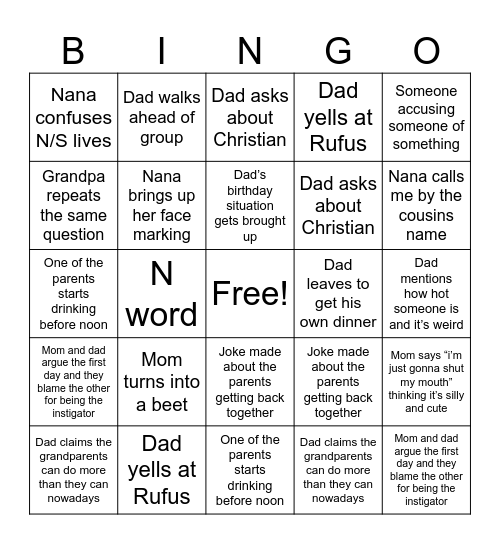 Steven’s Card Bingo Card