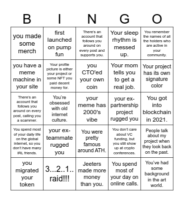 OG memecoin Founder bingo Card