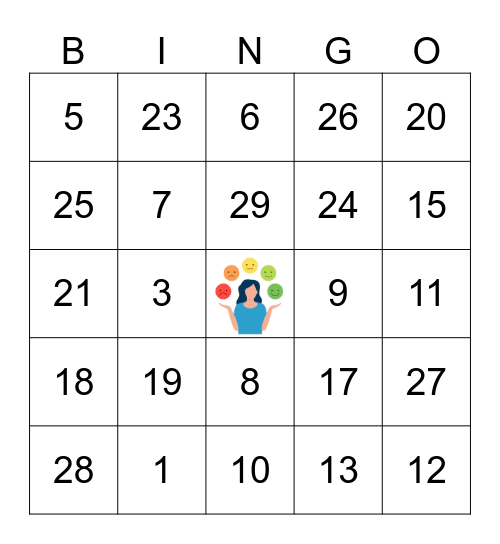 Emotions in Music Bingo Card