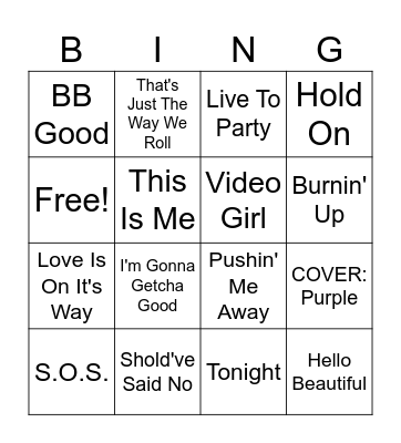 JB LIVE Bingo Card