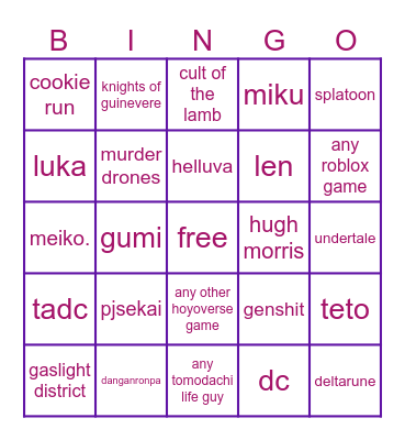joy nad whimssy Bingo Card