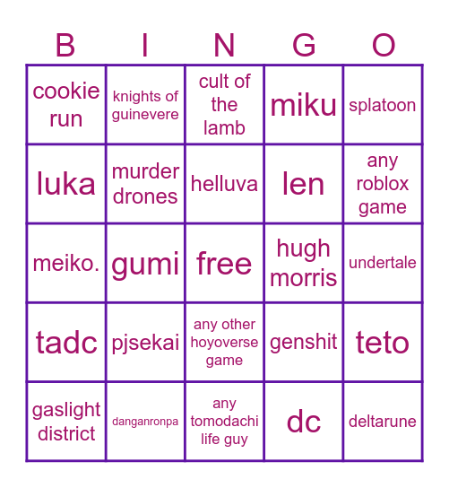 joy nad whimssy Bingo Card