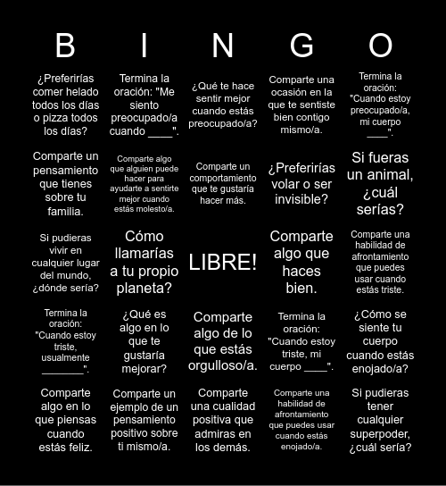 Cognitive Behavioral Therapy BINGO Card