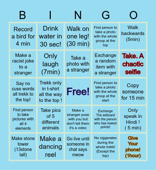 !Churdhaar Trekk Bingo! Bingo Card