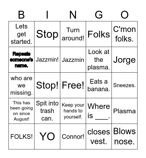 IDK Bingo Card