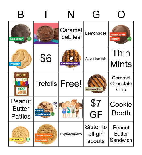 Girl Scout Cookie Bingo Card