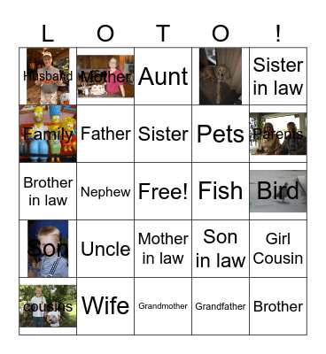 Family Members Bingo Card