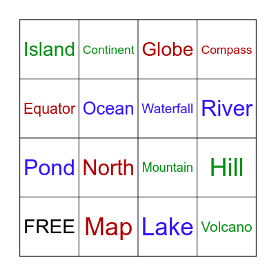 Geography Bingo Card