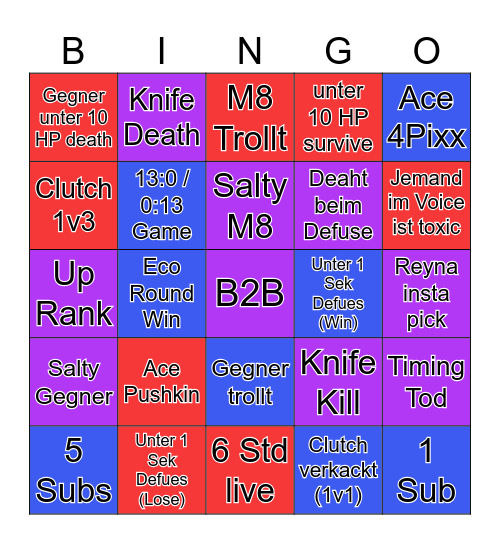 Valo Challange Bingo Card
