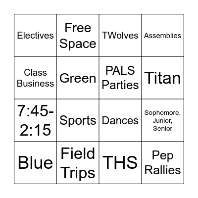 Timpanogos Bingo Card
