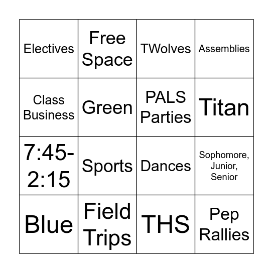Timpanogos Bingo Card