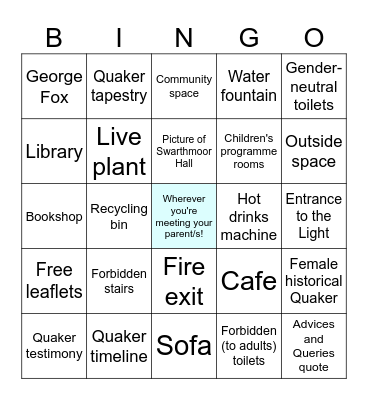 Friends House Bingo Card