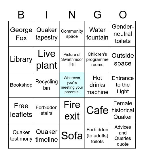Friends House Bingo Card