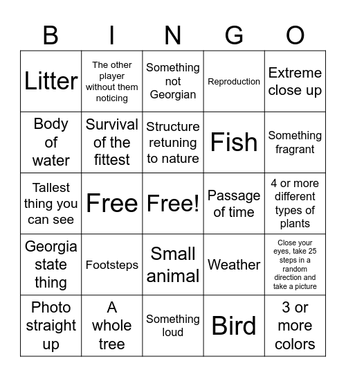 Photo Bingo Card