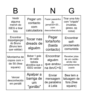 Bingo GORDÃO Bingo Card