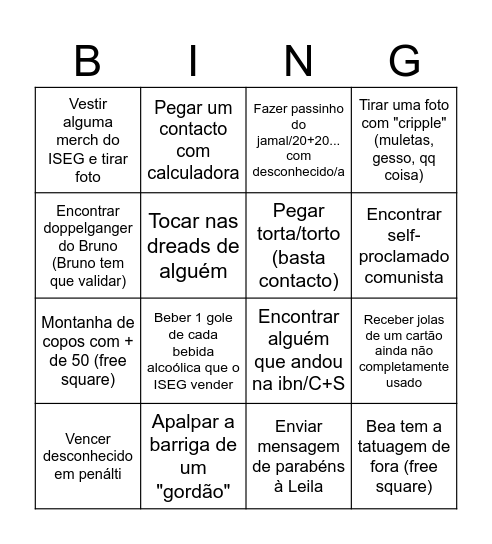 Bingo GORDÃO Bingo Card
