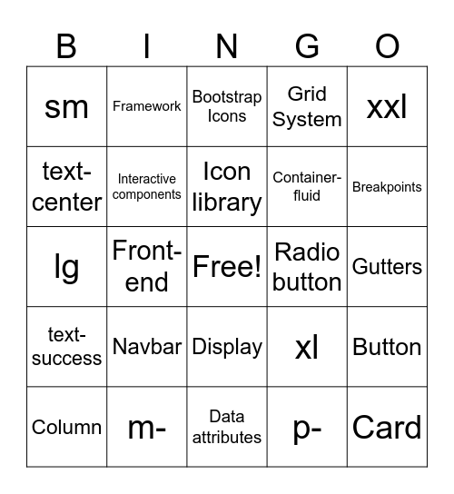 BOOTSTRAP Bingo Card