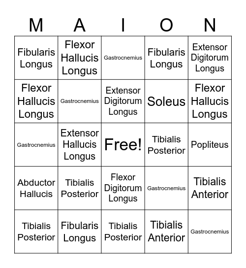 MAION Bingo Card