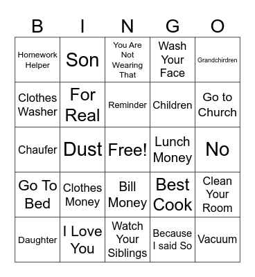 Mother's Day Bingo Card