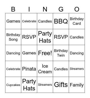 Birthday Bingo Card
