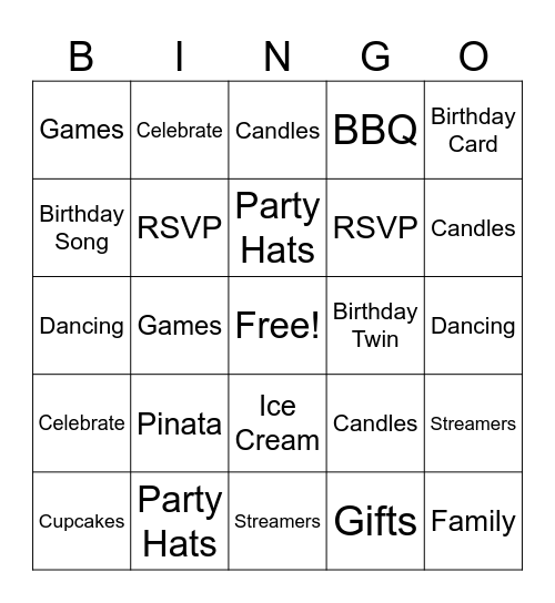 Birthday Bingo Card