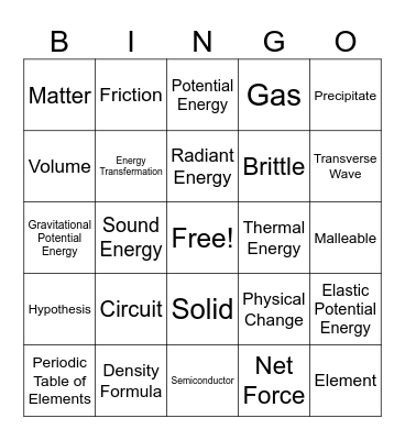 Fall Bingo Card